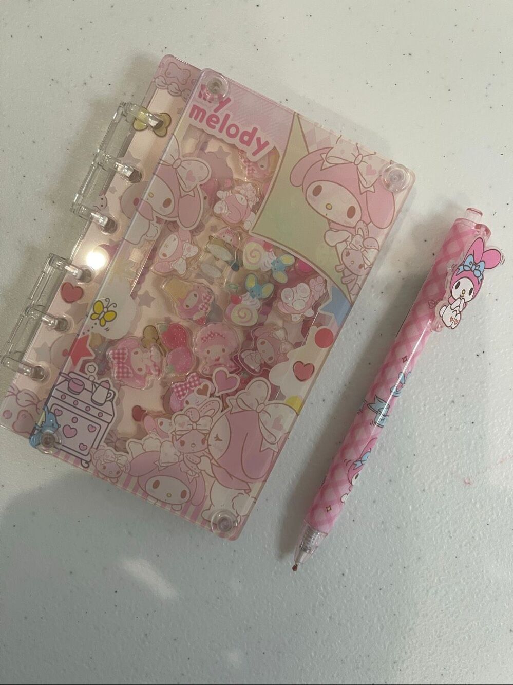My Melody Acrylic Shaker notebook and pen